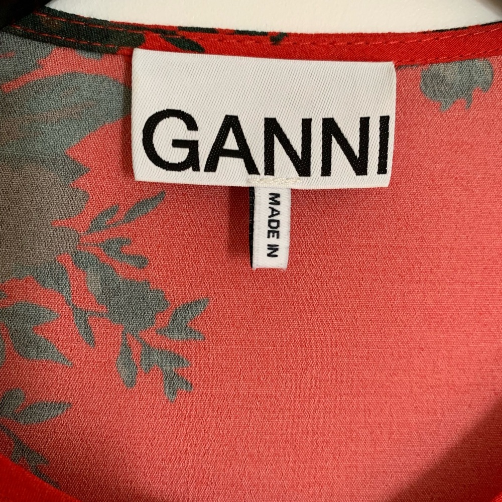 Ganni Red and Black Long Sleeve Dress - Picture 3 of 7